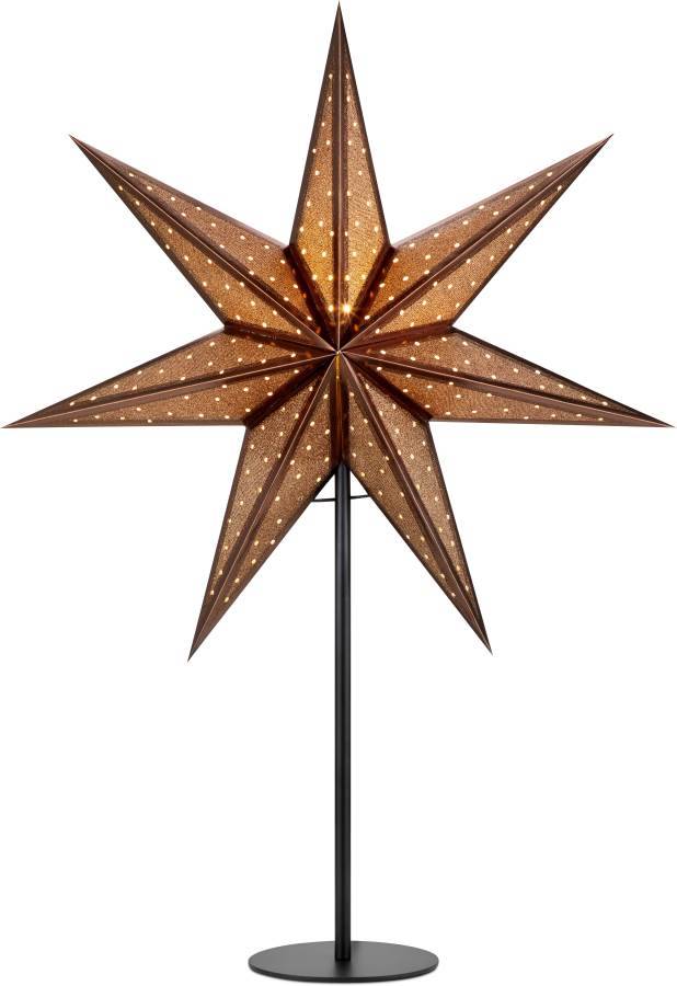 Glitter Julstjärna på fot 65cm Svart/Brons