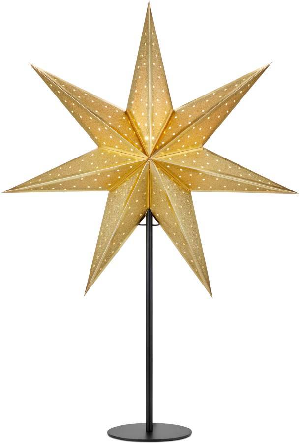 Glitter Julstjärna på fot 65cm Svart/Guld