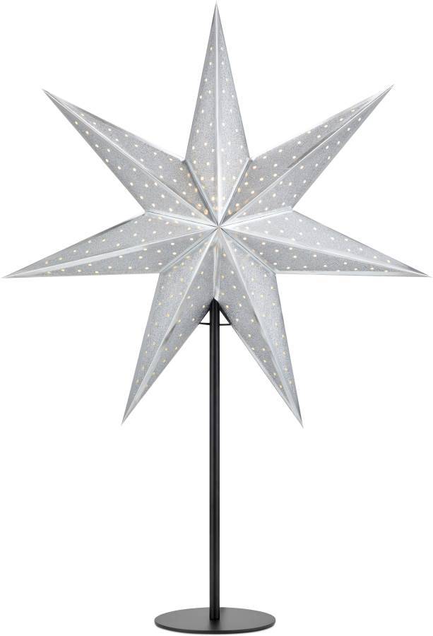Glitter Julstjärna på fot 65cm Svart/Silver