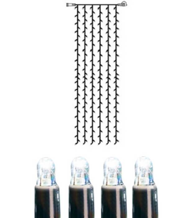 Ljusgardin System LED 1x4m Kallvit Svart Kabel