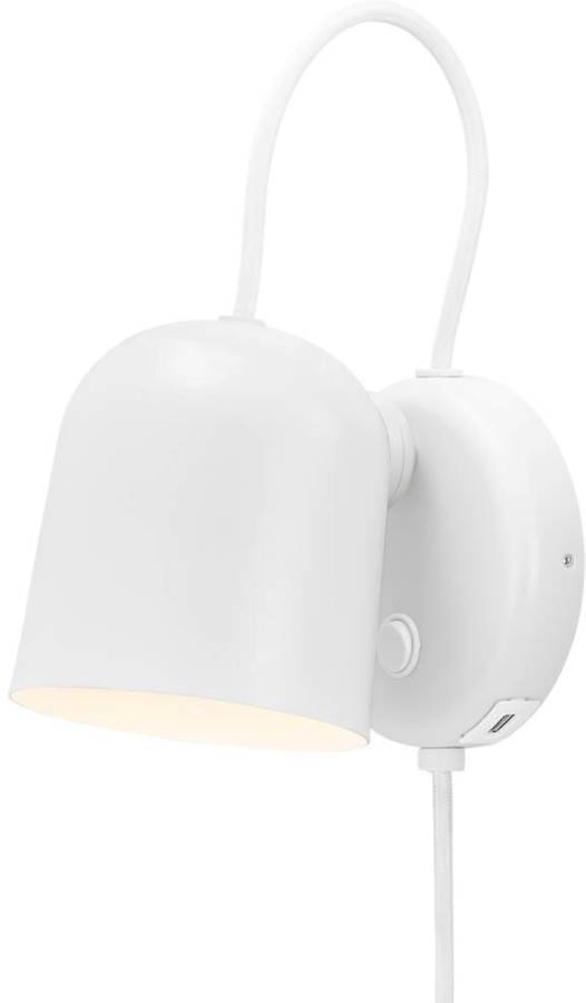 Angle Vägglampa Med USB Vit/Telegrå
